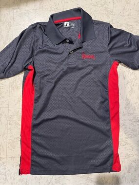 Russell Athletic Men’s Charcoal & Red Polo with Huskers Embroidery